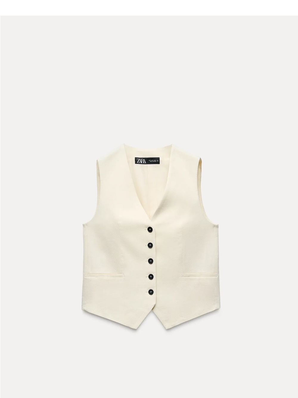 Zara Linen Blend Crean Vest